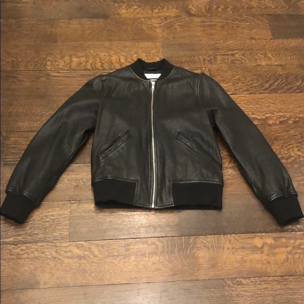 Black Leather Isabel Morant Etoile Bomber Jacket